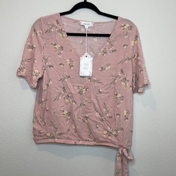 Pink Rose | Pink Floral Wrap Top - Picture 1 of 6